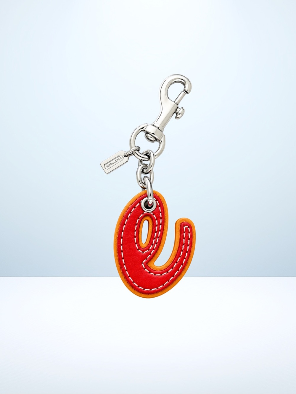 Coach Y2K Letter “E” Bag Charm - Red/Orange/Silver